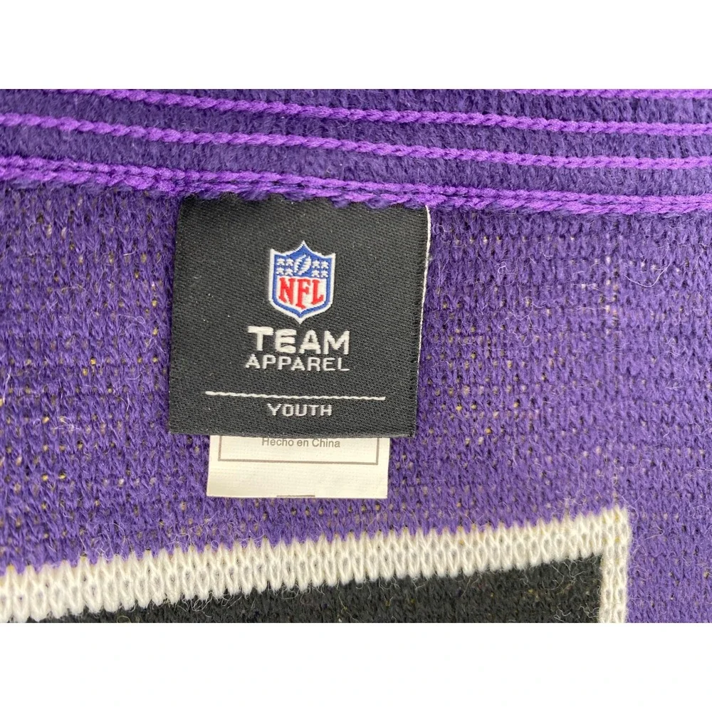 NFL Team Apparel Baltimore Ravens Youth Knit Scarf Purple Black‎ White Fringed